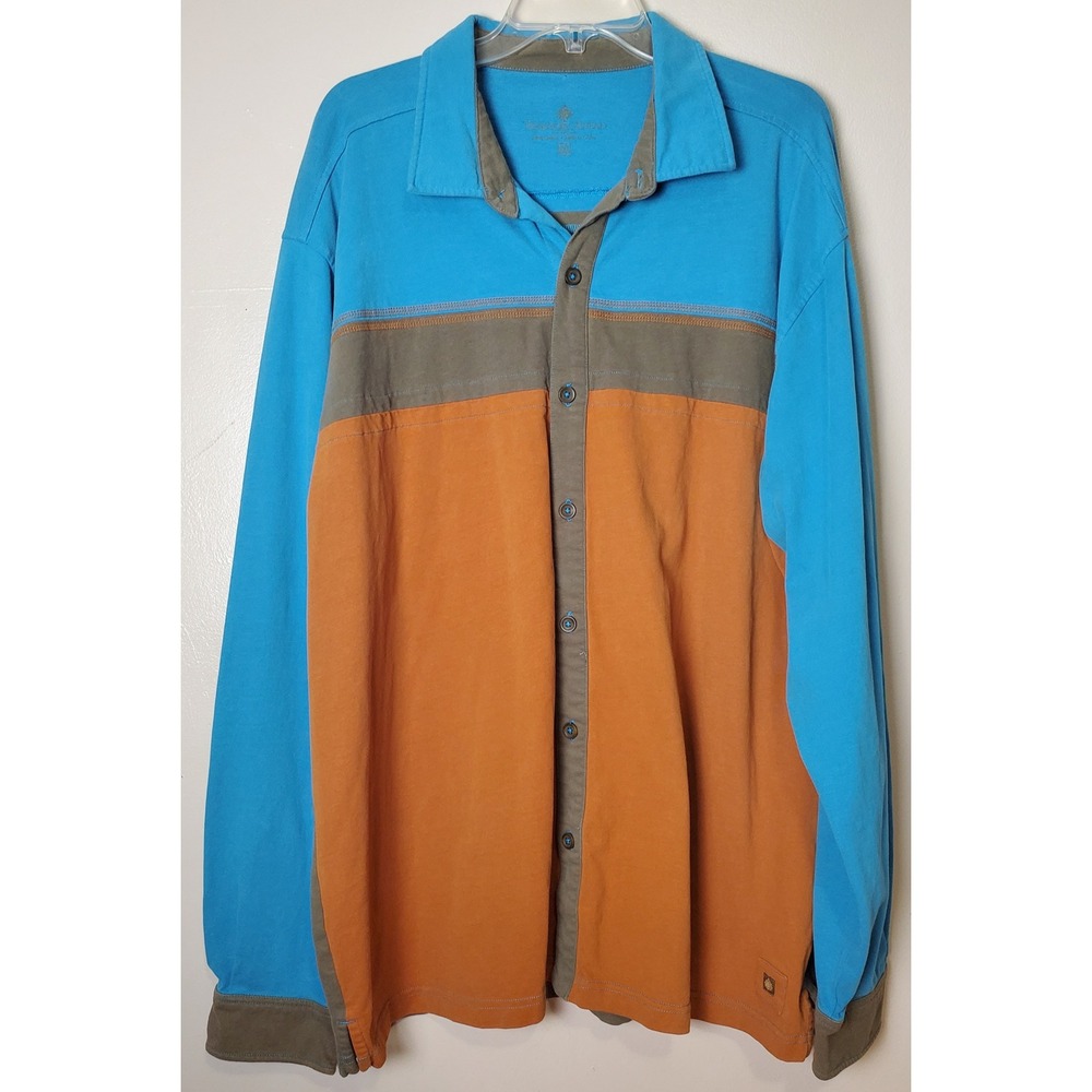 Territory Ahead Men's Long Sleeve Colorblock Button Up Shirt 2XL XXL Hippie 70's